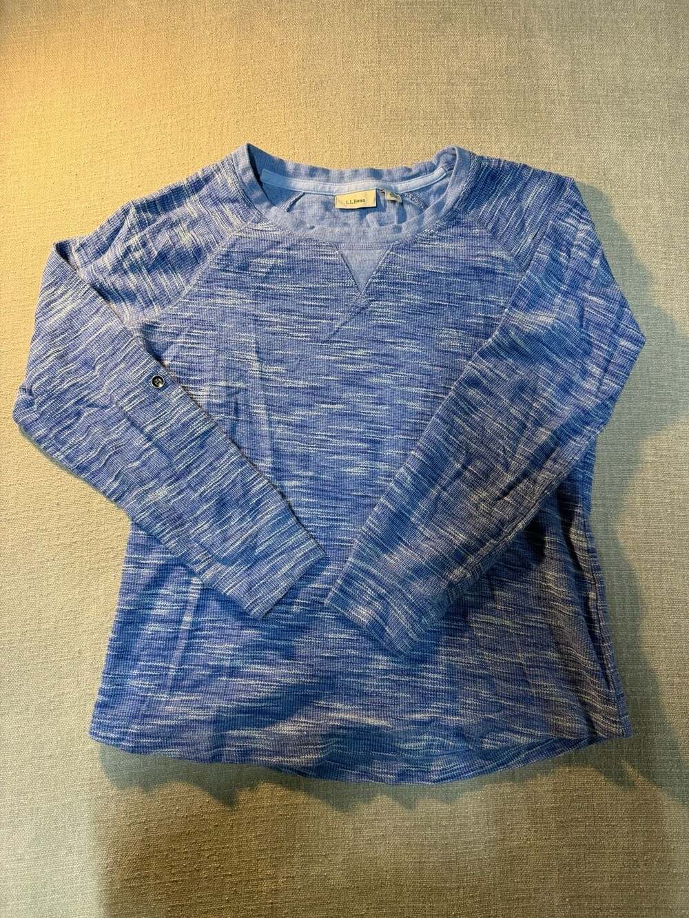 L.L.Bean Blue Space-Dyed Long Sleeve Pullover Shirt Size M - Picture 1 of 6